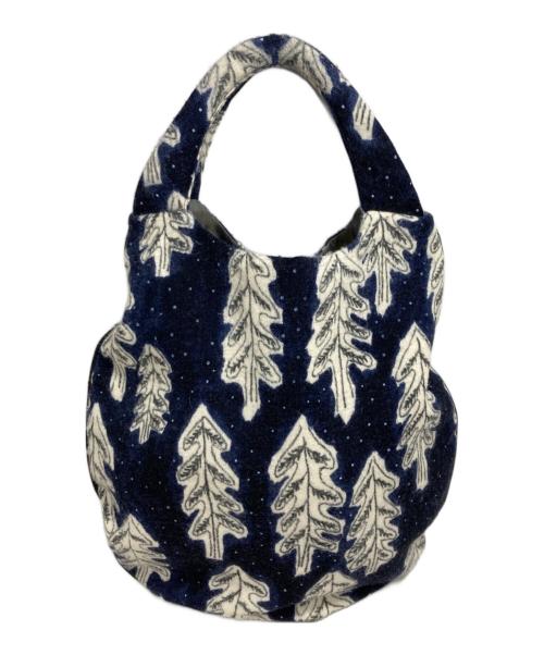 mina perhonen（ミナ ペルホネン）mina perhonen (ミナ ペルホネン) ウールハンドバッグ ネイビーの古着・服飾アイテム