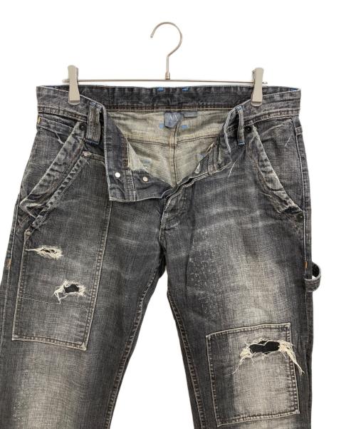 ARMANI EXCHANGE（アルマーニ エクスチェンジ）ARMANI EXCHANGE (アルマーニ エクスチェンジ) ダメージデニムパンツ ブラック サイズ:33の古着・服飾アイテム