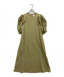 AKIRA NAKA（アキラナカ）の古着「ギャザードスリットスリーブジャージドレス」｜グリーン