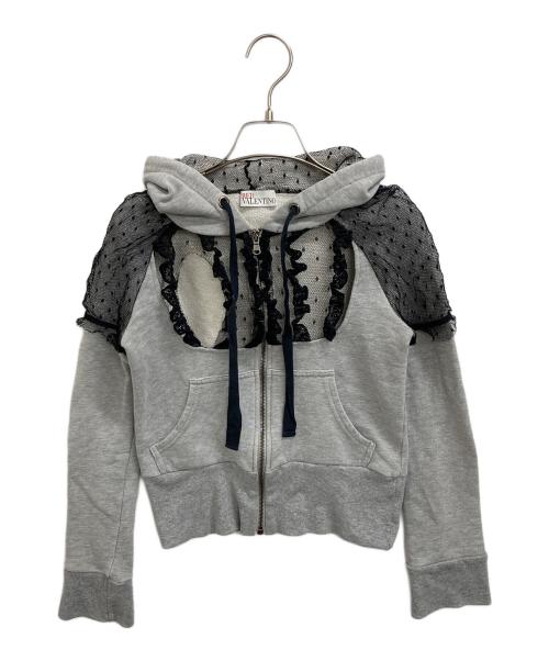 RED VALENTINO（レッドヴァレンティノ）RED VALENTINO (レッドヴァレンティノ) フリルパーカー グレー サイズ:不明の古着・服飾アイテム