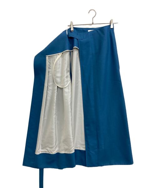 CELINE（セリーヌ）CELINE (セリーヌ) ベルト付きロングラップスカート ブルー サイズ:34の古着・服飾アイテム
