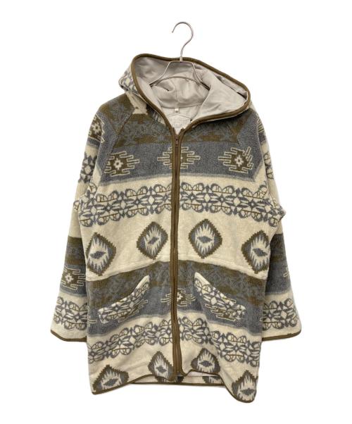 WOOLRICH（ウールリッチ）WOOLRICH (ウールリッチ) ネイティブ柄フーデッドコート グレー サイズ:Mの古着・服飾アイテム