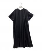 DRAWERドゥロワー）の古着「クルーネック コットン 半袖 ロングワンピース」｜ネイビー