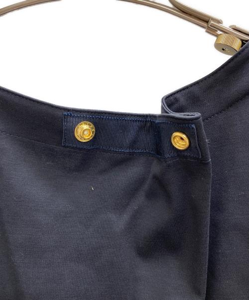 DRAWER（ドゥロワー）DRAWER (ドゥロワー) クルーネック コットン 半袖 ロングワンピース ネイビー サイズ:36の古着・服飾アイテム