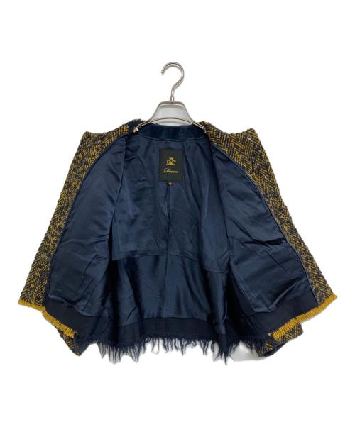 DRAWER（ドゥロワー）DRAWER (ドゥロワー) ノーカラーツイードジャケット イエロー サイズ:36の古着・服飾アイテム