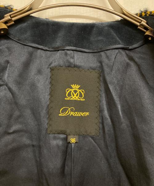 DRAWER（ドゥロワー）DRAWER (ドゥロワー) ノーカラーツイードジャケット イエロー サイズ:36の古着・服飾アイテム