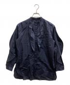 DRAWERドゥロワー）の古着「コットンシルクフリルブラウス」｜ネイビー