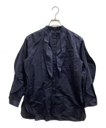 DRAWER（ドゥロワー）の古着「コットンシルクフリルブラウス」｜ネイビー