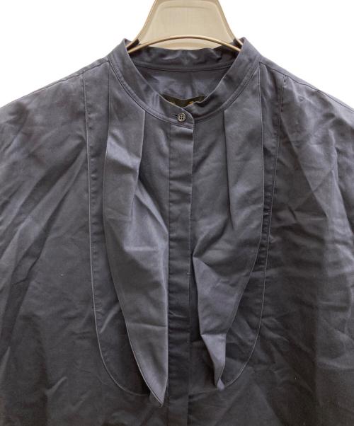 DRAWER（ドゥロワー）DRAWER (ドゥロワー) コットンシルクフリルブラウス ネイビー サイズ:S 未使用品の古着・服飾アイテム