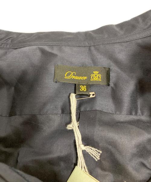 DRAWER（ドゥロワー）DRAWER (ドゥロワー) コットンシルクフリルブラウス ネイビー サイズ:S 未使用品の古着・服飾アイテム