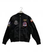 AVIREXアヴィレックス）の古着「ジャージパッチジャケット」｜ブラック