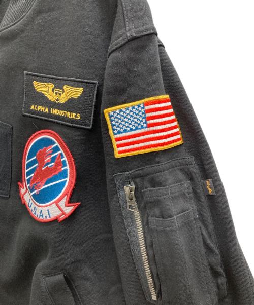 AVIREX（アヴィレックス）AVIREX (アヴィレックス) ジャージパッチジャケット ブラック サイズ:Mの古着・服飾アイテム