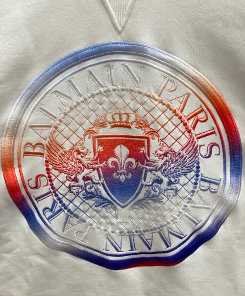 BALMAIN（バルマン）BALMAIN (バルマン) サークルロゴスウェット レッド×ホワイト サイズ:Mの古着・服飾アイテム