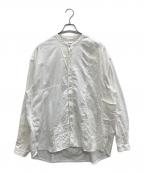 KAPITALキャピタル）の古着「コットンリネンパッチワークバンドカラーカトマンズシャツ」｜ホワイト