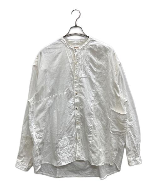 KAPITAL（キャピタル）KAPITAL (キャピタル) コットンリネンパッチワークバンドカラーカトマンズシャツ ホワイト サイズ:3の古着・服飾アイテム