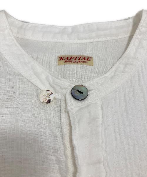 KAPITAL（キャピタル）KAPITAL (キャピタル) コットンリネンパッチワークバンドカラーカトマンズシャツ ホワイト サイズ:3の古着・服飾アイテム