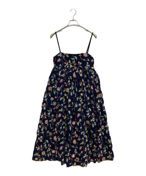 SLOBE IENA（スローブ イエナ）SLOBE IENA (スローブ イエナ) ベルベットエンブロイダリー キャミワンピース ネイビー サイズ:F 未使用品の古着・服飾アイテム