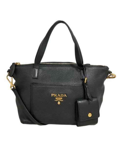 PRADA（プラダ）PRADA (プラダ) 2WAYレザーバッグ ブラックの古着・服飾アイテム