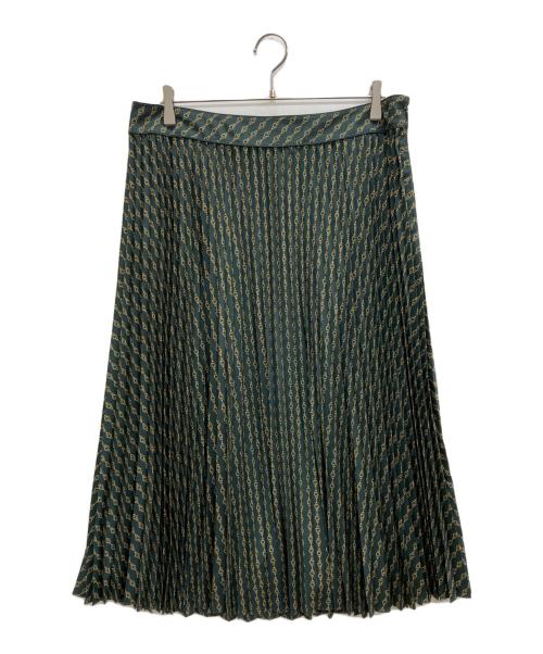 23区（ニジュウサンク）23区 (ニジュウサンク) チェーンモチーフ プリーツスカート グリーン サイズ:50 未使用品の古着・服飾アイテム