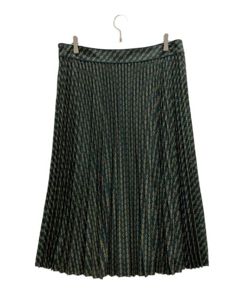 23区（ニジュウサンク）23区 (ニジュウサンク) チェーンモチーフ プリーツスカート グリーン サイズ:50 未使用品の古着・服飾アイテム