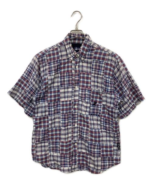stussy（ステューシー）stussy (ステューシー) パッチワークシャツ レッド サイズ:Sの古着・服飾アイテム