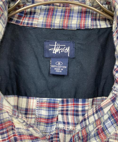 stussy（ステューシー）stussy (ステューシー) パッチワークシャツ レッド サイズ:Sの古着・服飾アイテム