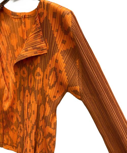 PLEATS PLEASE（プリーツプリーズ）PLEATS PLEASE (プリーツプリーズ) 幾何学模様プリーツカーディガン オレンジ サイズ:3の古着・服飾アイテム