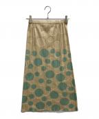 PLEATS PLEASEプリーツプリーズ）の古着「水玉プリーツスカート」｜ベージュ