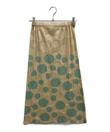 PLEATS PLEASE（プリーツプリーズ）の古着「水玉プリーツスカート」｜ベージュ