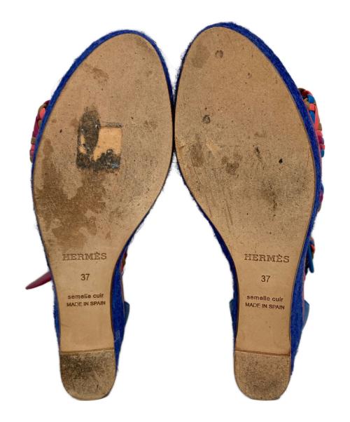 HERMES（エルメス）HERMES (エルメス) ウェッジソールサンダル ピンク サイズ:37の古着・服飾アイテム