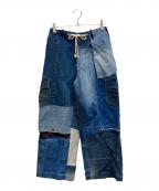 masterkeyマスターキー）の古着「パッチワークデニムパンツ」｜インディゴ