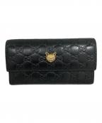 GUCCIグッチ）の古着「キャットコンチネンタルウォレット」｜ブラック