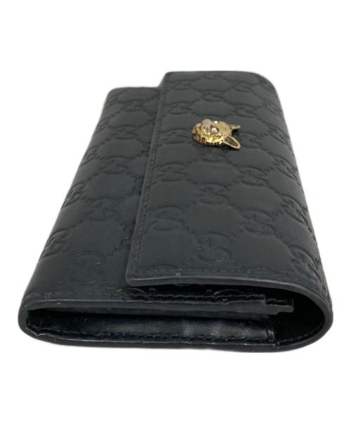 GUCCI（グッチ）GUCCI (グッチ) キャットコンチネンタルウォレット ブラックの古着・服飾アイテム