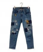 LAUREN RALPH LAURENローレンラルフローレン）の古着「パッチワークデニムパンツ」｜インディゴ