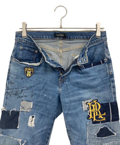 LAUREN RALPH LAUREN（ローレンラルフローレン）LAUREN RALPH LAUREN (ローレンラルフローレン) パッチワークデニムパンツ インディゴ サイズ:2の古着・服飾アイテム