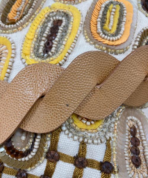 JAMIN PUECH（ジャマンピュエッシュ）JAMIN PUECH (ジャマンピュエッシュ) スパンコールバッグ ベージュの古着・服飾アイテム