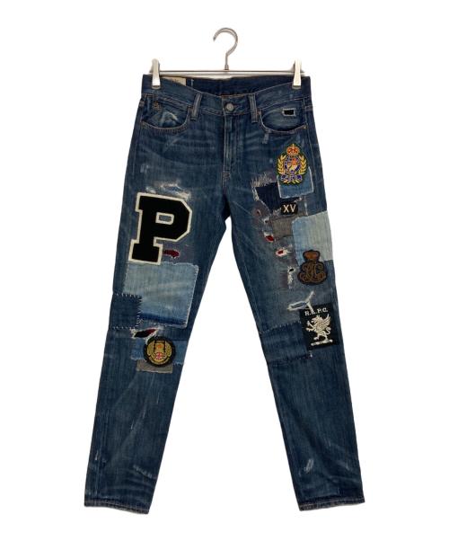 POLO RALPH LAUREN（ポロ・ラルフローレン）POLO RALPH LAUREN (ポロ・ラルフローレン) パッチワークデニムパンツ ネイビー サイズ:24の古着・服飾アイテム