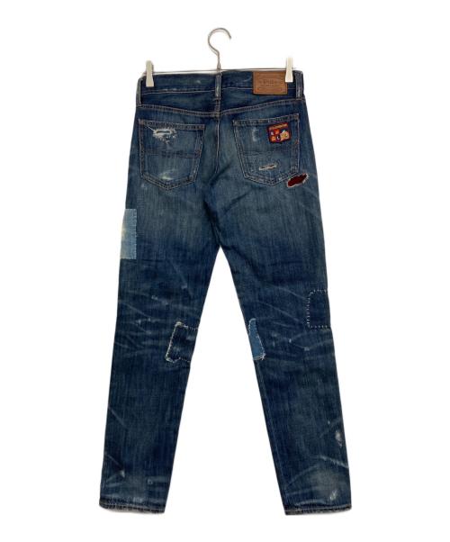 POLO RALPH LAUREN（ポロ・ラルフローレン）POLO RALPH LAUREN (ポロ・ラルフローレン) パッチワークデニムパンツ ネイビー サイズ:24の古着・服飾アイテム