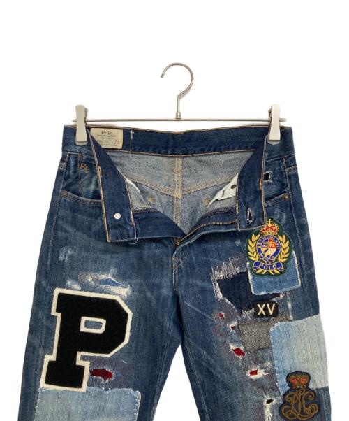 POLO RALPH LAUREN（ポロ・ラルフローレン）POLO RALPH LAUREN (ポロ・ラルフローレン) パッチワークデニムパンツ ネイビー サイズ:24の古着・服飾アイテム