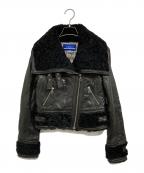 BURBERRY BLUE LABELバーバリーロンドンブルーレーベル）の古着「ラムレザーダブルライダースジャケット」｜ブラック