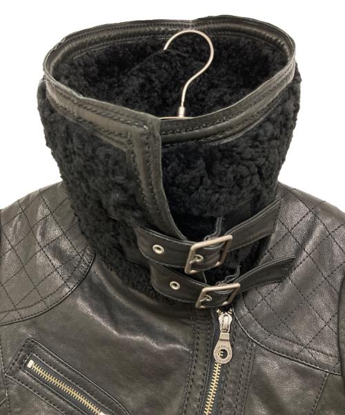 BURBERRY BLUE LABEL（バーバリーロンドンブルーレーベル）BURBERRY BLUE LABEL (バーバリーロンドンブルーレーベル) ラムレザーダブルライダースジャケット ブラック サイズ:38の古着・服飾アイテム