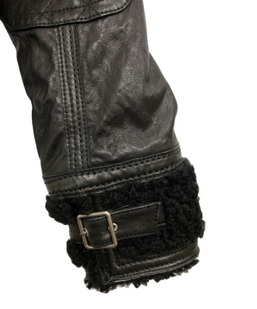 BURBERRY BLUE LABEL（バーバリーロンドンブルーレーベル）BURBERRY BLUE LABEL (バーバリーロンドンブルーレーベル) ラムレザーダブルライダースジャケット ブラック サイズ:38の古着・服飾アイテム