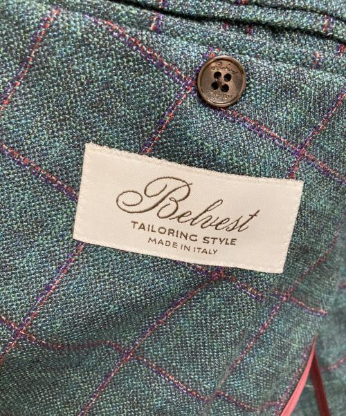 Belvest（ベルヴェスト）Belvest (ベルヴェスト) ウールシルクリネン ダブルジャケット グリーン サイズ:48の古着・服飾アイテム