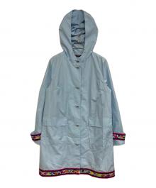 LEONARD（レオナール）の古着「トリム フーディ ロングコート」｜スカイブルー