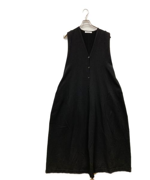 ETRE TOKYO（エトレトウキョウ）ETRE TOKYO (エトレトウキョウ) フロントボタンニットオールインワン ブラック サイズ:Mの古着・服飾アイテム