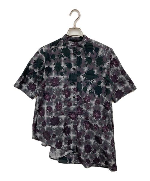 MM6 Maison Margiela（エムエムシックスメゾンマルジェラ）MM6 Maison Margiela (エムエムシックスメゾンマルジェラ) 花総柄アシンメトリーブラウス パープル サイズ:38の古着・服飾アイテム