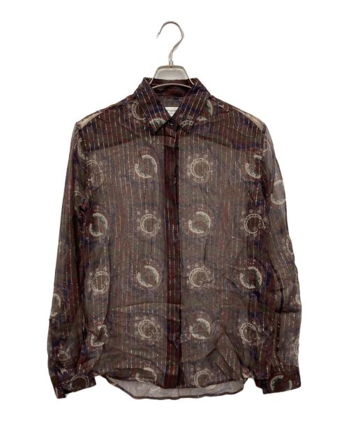 Saint Laurent Paris（サンローランパリ）Saint Laurent Paris (サンローランパリ) ペイズリー シルクシャツ ブラウン サイズ:36の古着・服飾アイテム