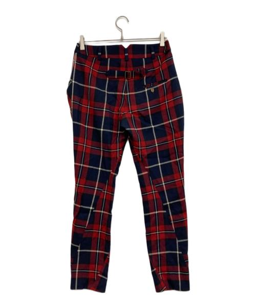 Vivienne Westwood RED LABEL（ヴィヴィアンウエストウッドレッドレーベル）Vivienne Westwood RED LABEL (ヴィヴィアンウエストウッドレッドレーベル) 変形チェックパンツ レッド サイズ:2の古着・服飾アイテム