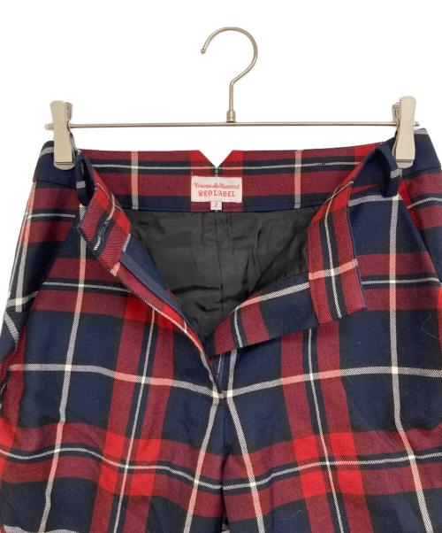 Vivienne Westwood RED LABEL（ヴィヴィアンウエストウッドレッドレーベル）Vivienne Westwood RED LABEL (ヴィヴィアンウエストウッドレッドレーベル) 変形チェックパンツ レッド サイズ:2の古着・服飾アイテム