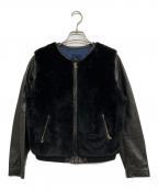 TOMORROW LAND collectionトゥモローランドコレクション）の古着「レザームートンジャケット」｜ブラック